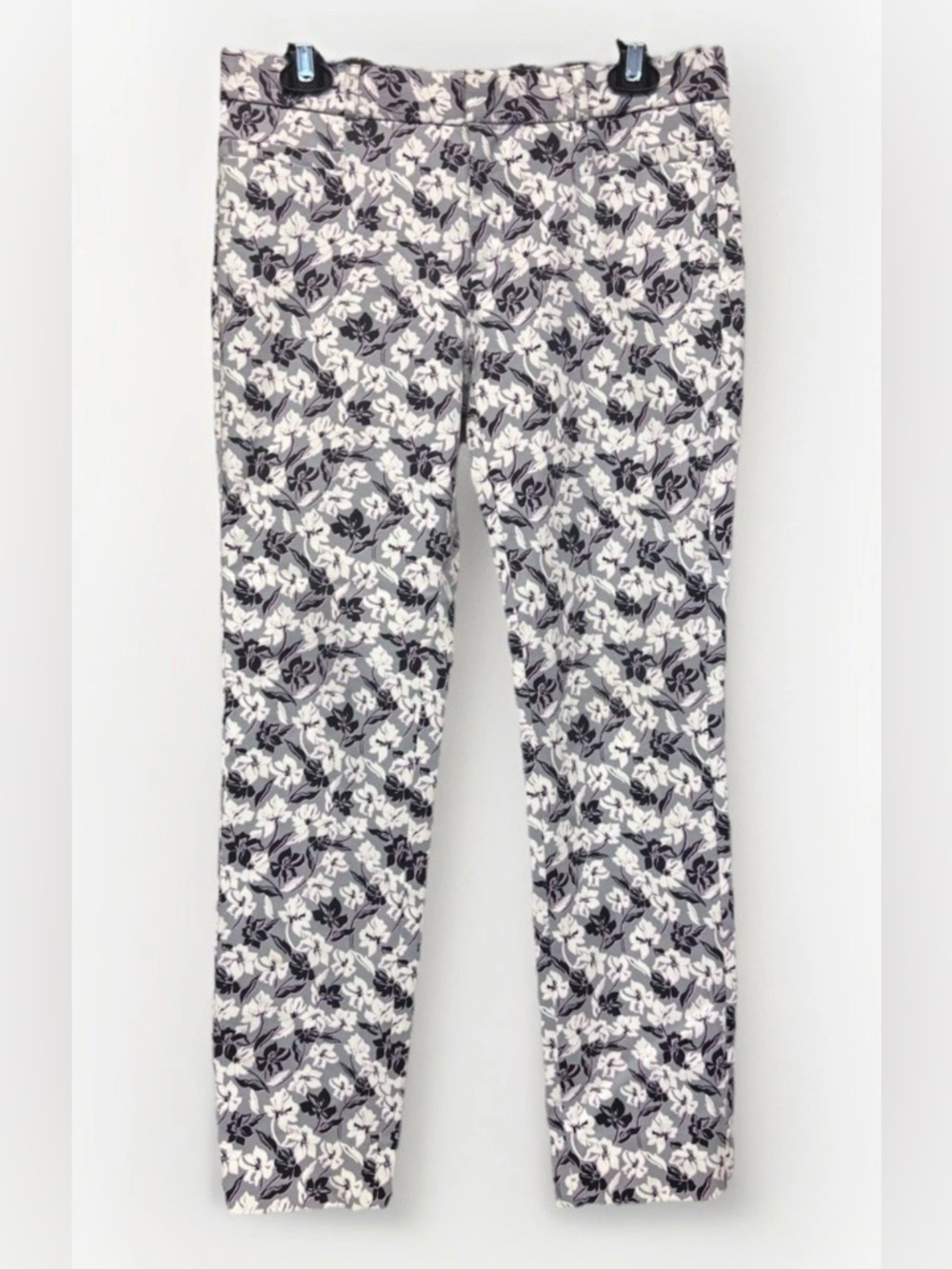 Banana Republic Sloan Fit Gray Floral Print Cotton Stretch Ankle Pants #5813